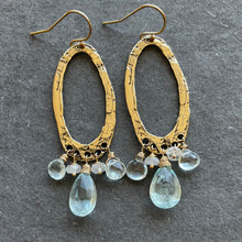 Load image into Gallery viewer, Aquamarine and Moonstone Bronze Chandeliers, OOAK