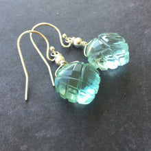 Load image into Gallery viewer, Aquamarine Blue Carved Leaf Necklace