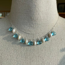 Load image into Gallery viewer, Gilded Age Topaz Blue and Pearl Necklace