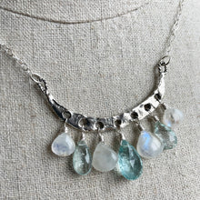 Load image into Gallery viewer, Artisan Aquamarine and Moonstone Necklace, Adjustable