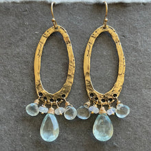 Load image into Gallery viewer, Aquamarine and Moonstone Bronze Chandeliers, OOAK