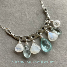 Load image into Gallery viewer, Artisan Aquamarine and Moonstone Necklace, Adjustable