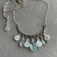 Load image into Gallery viewer, Artisan Aquamarine and Moonstone Necklace, Adjustable