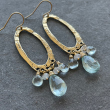 Load image into Gallery viewer, Aquamarine and Moonstone Bronze Chandeliers, OOAK