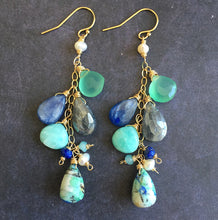 Load image into Gallery viewer, Summer Adventure Cluster earrings, Arizona Oyster Lapis Turquoise
