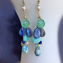 Load image into Gallery viewer, Summer Adventure Cluster earrings, Arizona Oyster Lapis Turquoise