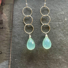 Load image into Gallery viewer, Triple hoop Chalcedony Earrings, OOAK