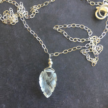 Load image into Gallery viewer, White Topaz Quartz Carved Leaf Necklace