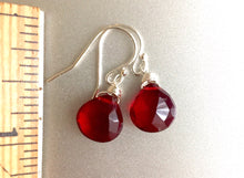 Load image into Gallery viewer, Cabernet Red Single Stone Earrings, Sterling, Gold or Rose Gold