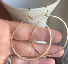 Load image into Gallery viewer, Deborah Hammered Hoop Earrings in 14K Gold Filled, Size: 50mm, 2", Metal choices