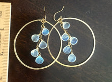 Load image into Gallery viewer, Deborah Hammered Hoop Earrings in Moonstone and 14K Gold Filled, Size: 50mm, 2", Metal choices