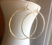 Load image into Gallery viewer, Deborah Hammered Hoop Earrings in 14K Gold Filled, Size: 50mm, 2", Metal choices