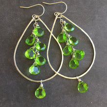 Load image into Gallery viewer, Peridot Quartz Sparkling Double Decker Hoops