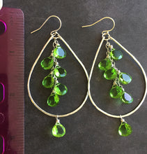 Load image into Gallery viewer, Peridot Quartz Sparkling Double Decker Hoops