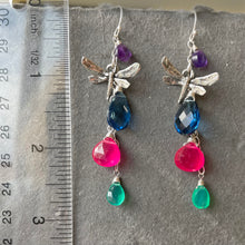 Load image into Gallery viewer, Dragonfly Sapphire Blue Multicolor Earrings