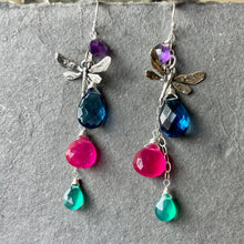 Load image into Gallery viewer, Dragonfly Sapphire Blue Multicolor Earrings
