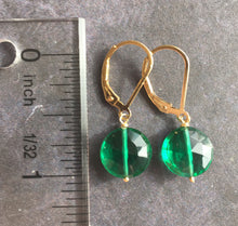 Load image into Gallery viewer, Emerald Coin Dangle Earrings, metal choices