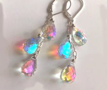Load image into Gallery viewer, Fire Rainbow Moonstone Teardrop Dangles, metal choices
