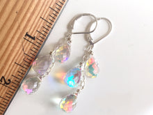 Load image into Gallery viewer, Fire Rainbow TRIO Moonstone Teardrop Dangles, Earwire and metal choices