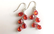 Load image into Gallery viewer, Fire Opal CZ Cascade Earrings, Metal options