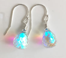 Load image into Gallery viewer, Fire Rainbow Moonstone Teardrop Dangles, metal choices