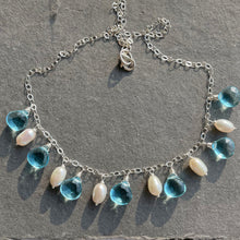 Load image into Gallery viewer, Gilded Age Topaz Blue and Pearl Necklace