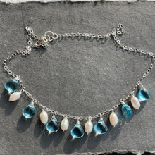 Load image into Gallery viewer, Gilded Age Topaz Blue and Pearl Necklace