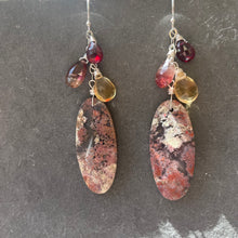 Load image into Gallery viewer, Colorful Moss Agate Cascade Oval Earrings OOAK