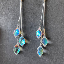 Load image into Gallery viewer, Dripping with Dewdrops Fire Rainbow Moonstone Teardrop Dangles, Earwire and metal choices