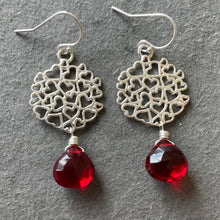 Load image into Gallery viewer, Viva Magenta Quartz Heart Earrings