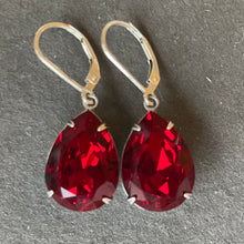 Load image into Gallery viewer, Viva Magenta SILVER luscious Color of the year 2023 Leverback Dangles, Mixed Metals