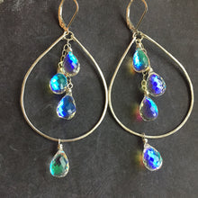 Load image into Gallery viewer, Fire Moonstone Double Decker Hoops, Sterling Silver