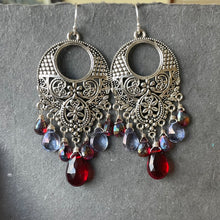 Load image into Gallery viewer, Ipanema Statement Chandelier Earrings, Garnet