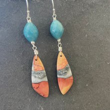 Load image into Gallery viewer, Maligano Jasper and Aqua Milky Quartz Earrings, OOAK