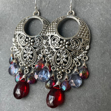 Load image into Gallery viewer, Ipanema Statement Chandelier Earrings, Garnet