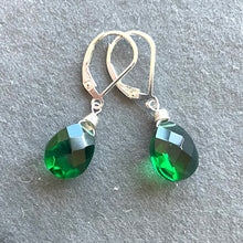 Load image into Gallery viewer, Emerald Green Pear Cut Earrings