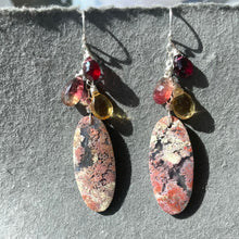 Load image into Gallery viewer, Colorful Moss Agate Cascade Oval Earrings OOAK