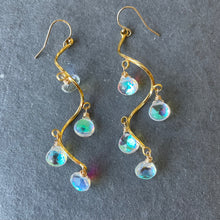 Load image into Gallery viewer, Spiral Fire Rainbow SILVER Moonstone SILVER VERSION dangles