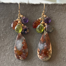 Load image into Gallery viewer, Purple Moss Agate Cascade Earrings OOAK