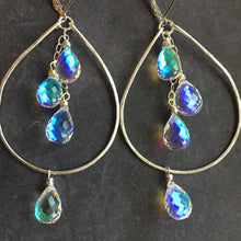 Load image into Gallery viewer, Fire Moonstone Double Decker Hoops, Sterling Silver