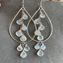 Load image into Gallery viewer, Double Decker Moonstone Teardrop hoops