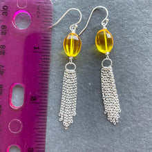 Load image into Gallery viewer, Yellow Tassel earrings, OOAK
