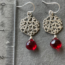 Load image into Gallery viewer, Viva Magenta Quartz Heart Earrings