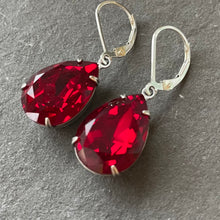 Load image into Gallery viewer, Viva Magenta SILVER luscious Color of the year 2023 Leverback Dangles, Mixed Metals