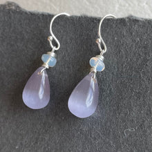 Load image into Gallery viewer, Lavender Cat's Eye Effect Opal Quartz Dangles