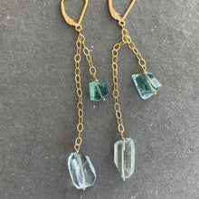 Load image into Gallery viewer, Aquamarine Nugget Earrings, OOAK, leverback