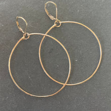 Load image into Gallery viewer, Skinny Hammered Hoop Earrings in 14K Gold Filled, Size: 50mm, 2", Metal choices