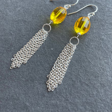 Load image into Gallery viewer, Yellow Tassel earrings, OOAK