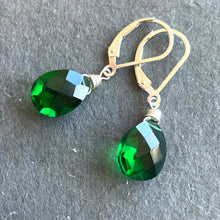 Load image into Gallery viewer, Emerald Green Pear Cut Earrings