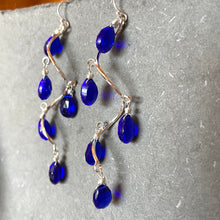 Load image into Gallery viewer, Electric Blue Spiral Silver Dangles